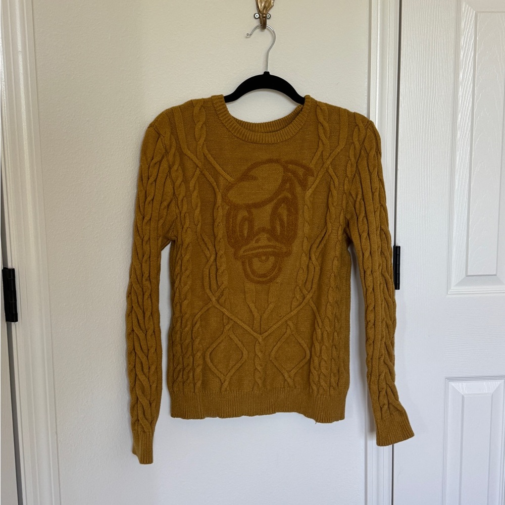 Disney Cable Knit Sweater with Donald Design - Mustard